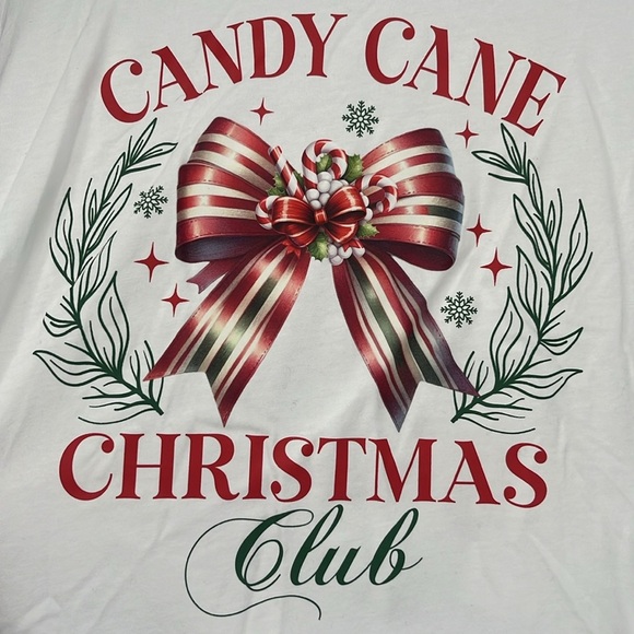 Candy Cane Christmas Club T-Shirt Size Small | Festive Holiday Graphic Tee - Picture 3 of 4